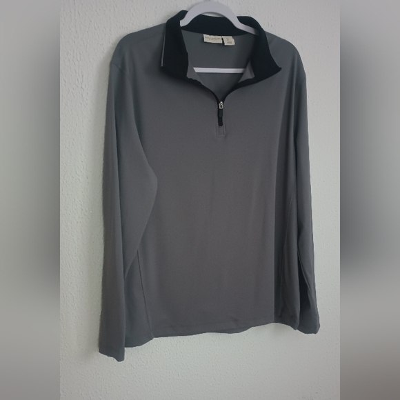 Rorie Whelan Golf Shirts Men's L Gray Long Sleeve 1/4 Zip Dry Wicking Good Condi - Picture 1 of 14